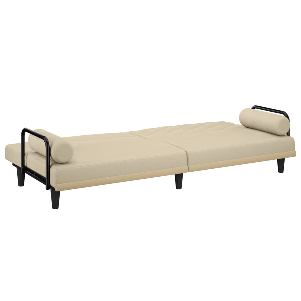 Canapea extensibilă cu cotiere, crem, material textil