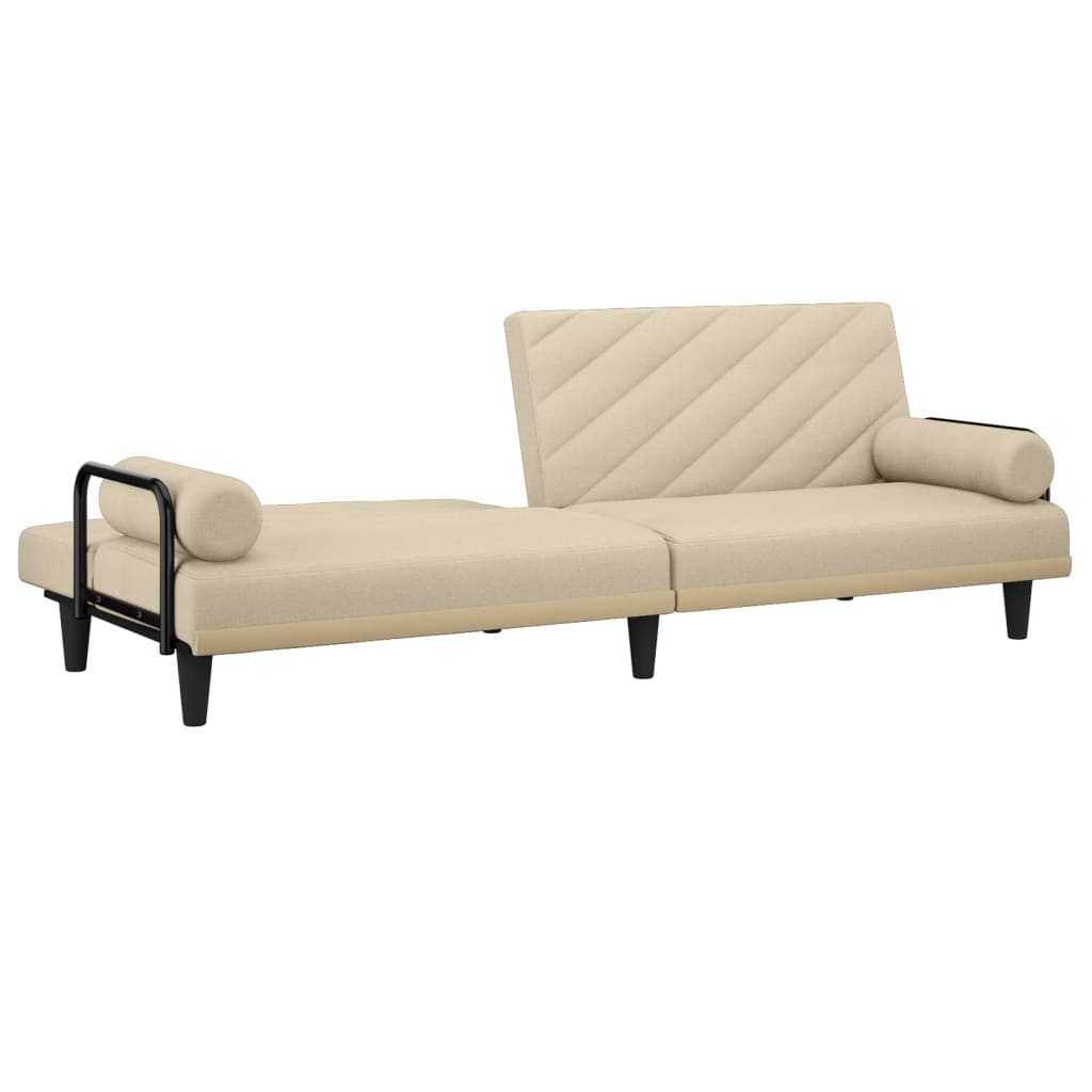 Canapea extensibilă cu cotiere, crem, material textil