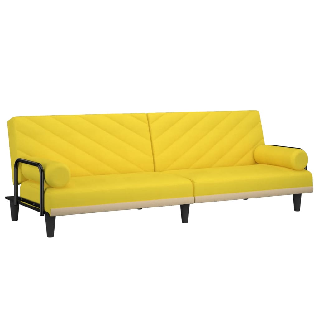 Canapea extensibilă cu cotiere, galben deschis, textil