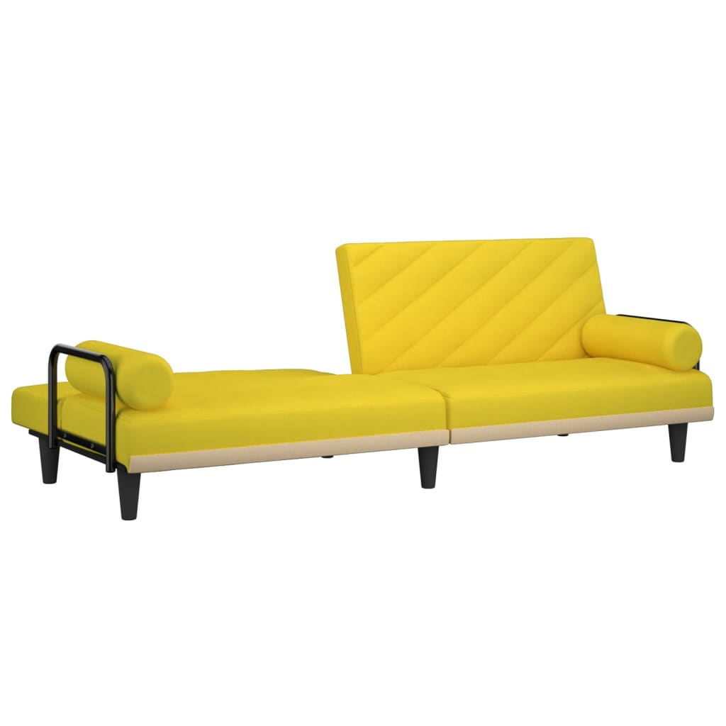 Canapea extensibilă cu cotiere, galben deschis, textil
