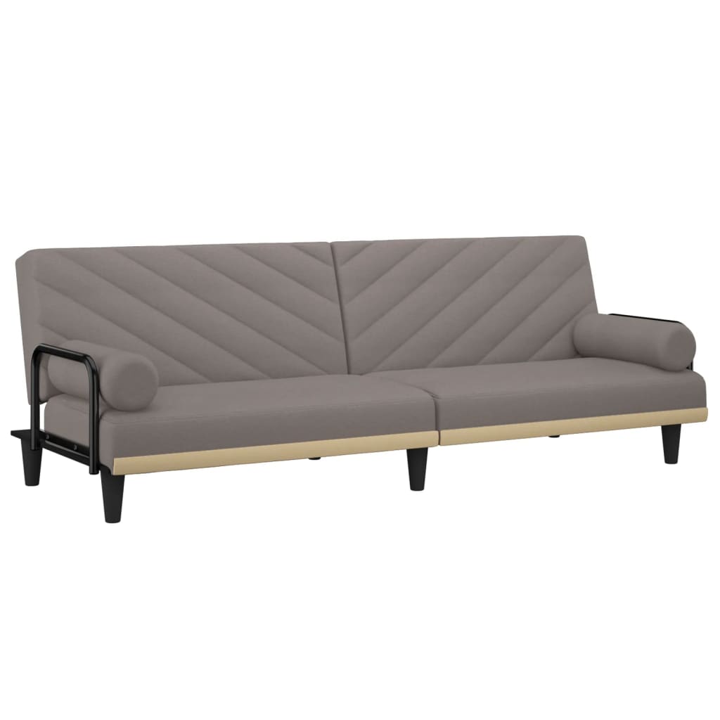 Canapea extensibilă cu cotiere, gri taupe, textil