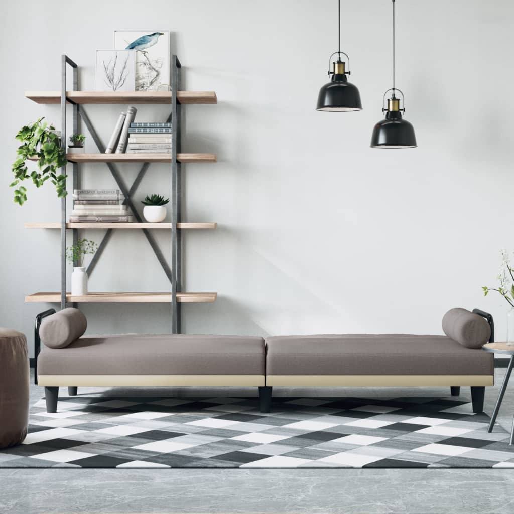 Canapea extensibilă cu cotiere, gri taupe, textil