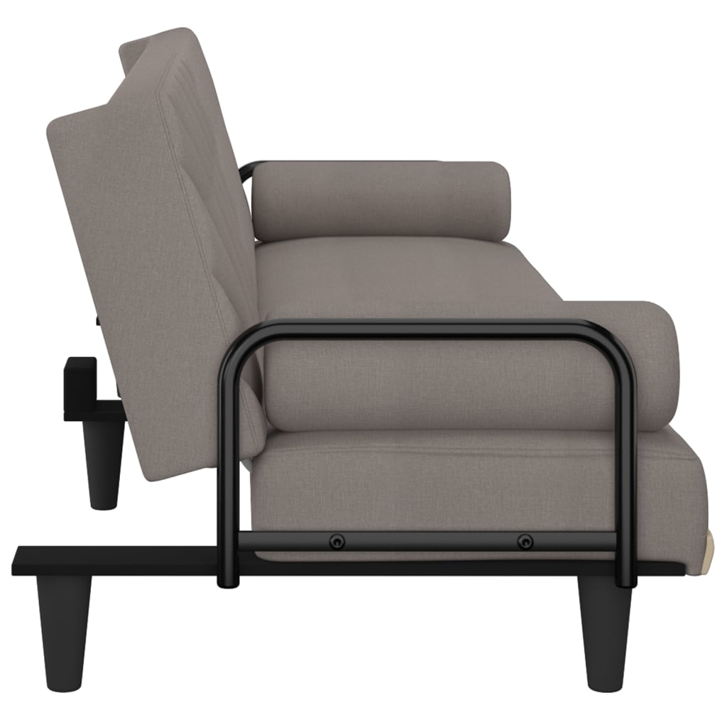 Canapea extensibilă cu cotiere, gri taupe, textil