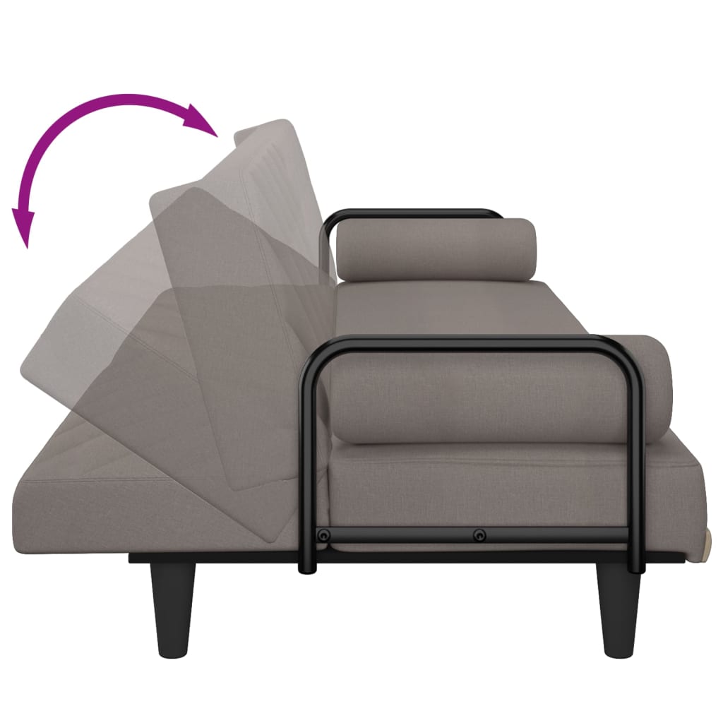 Canapea extensibilă cu cotiere, gri taupe, textil