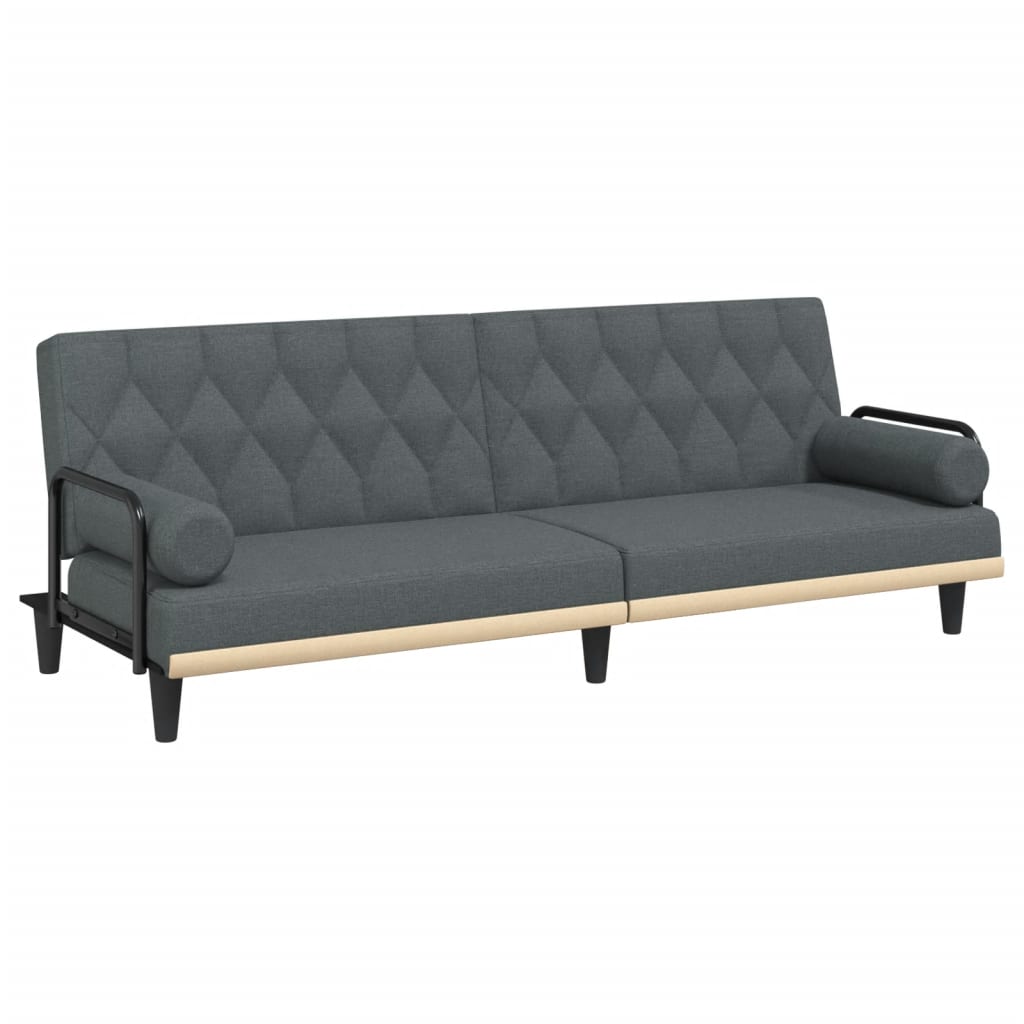 Canapea extensibilă cu cotiere, gri închis, textil