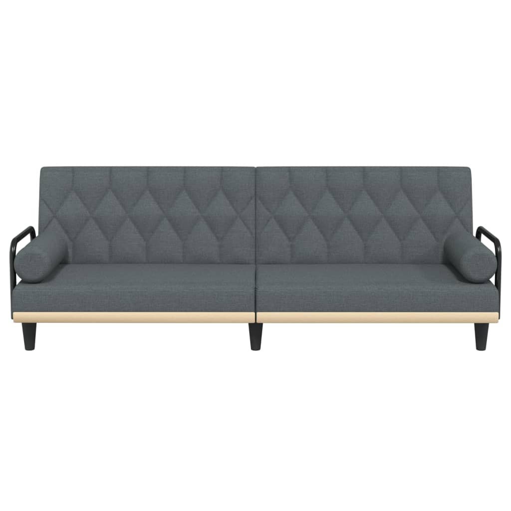 Canapea extensibilă cu cotiere, gri închis, textil