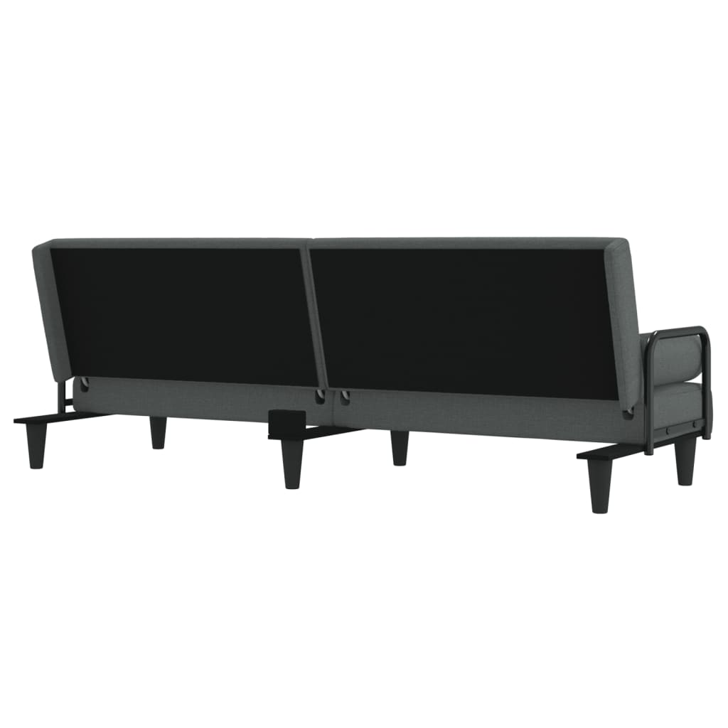 Canapea extensibilă cu cotiere, gri închis, textil