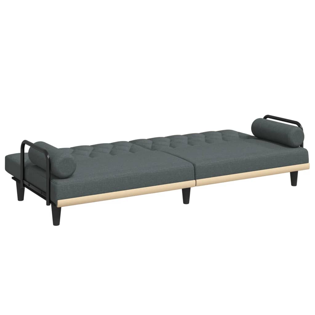 Canapea extensibilă cu cotiere, gri închis, textil