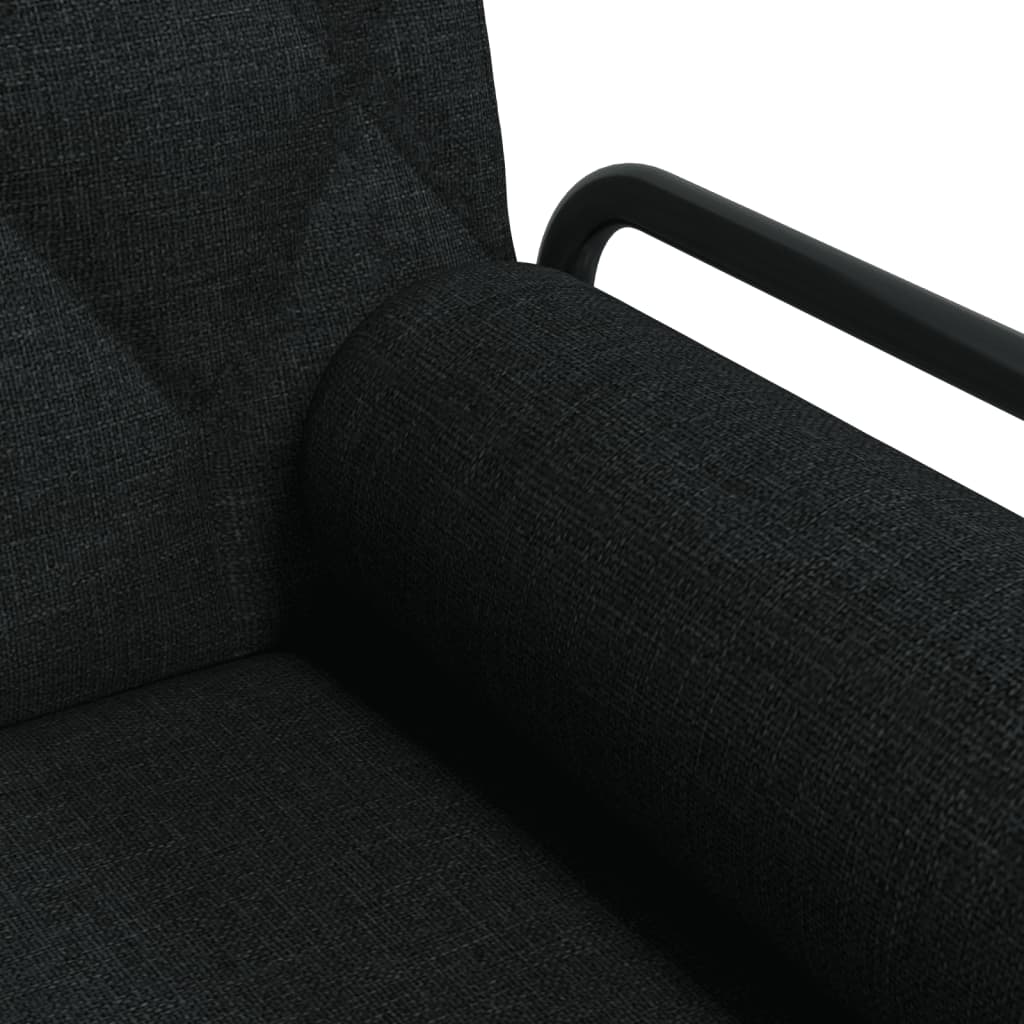 Canapea extensibilă cu cotiere, negru, textil