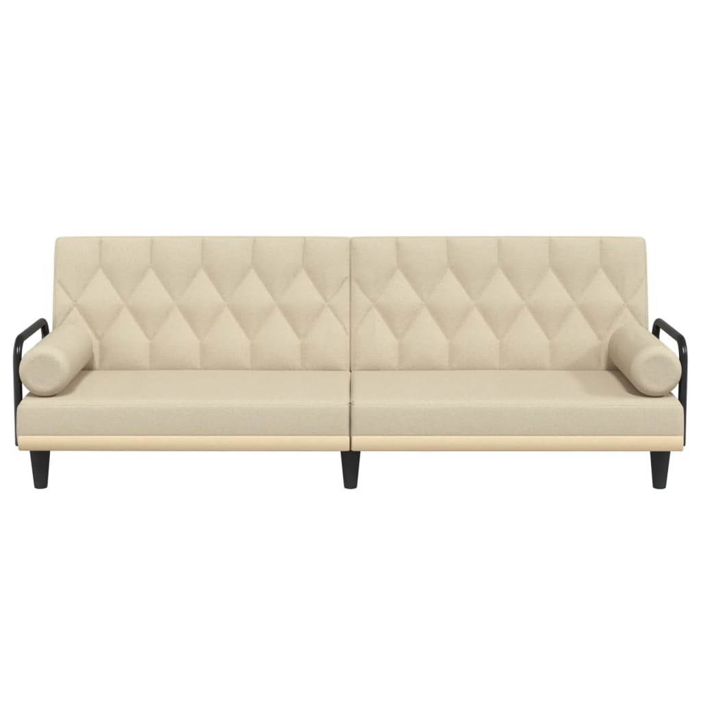 Canapea extensibilă cu cotiere, crem, material textil