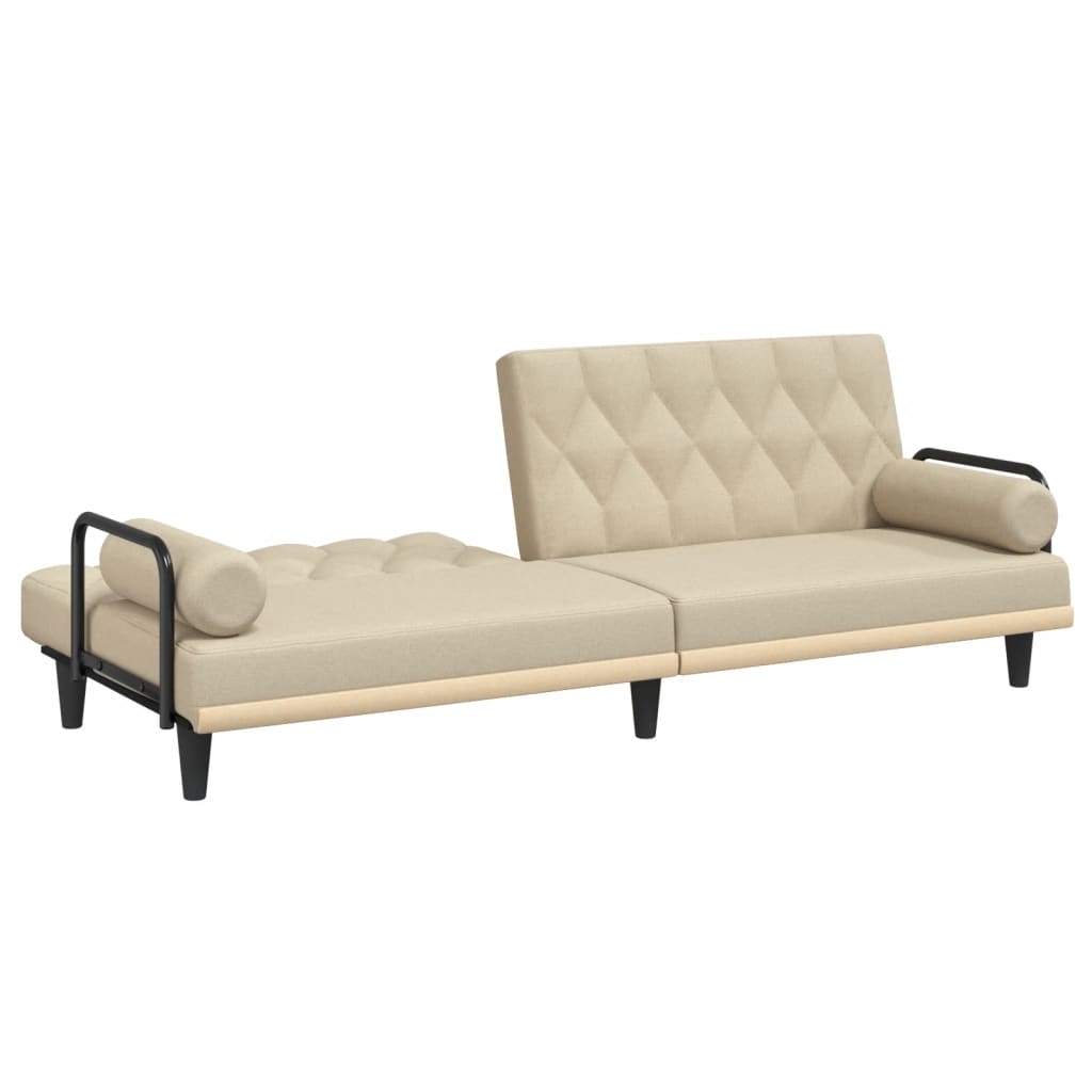 Canapea extensibilă cu cotiere, crem, material textil