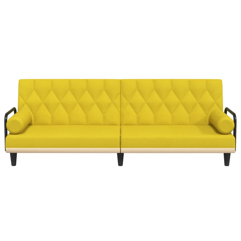 Canapea extensibilă cu cotiere, galben deschis, textil