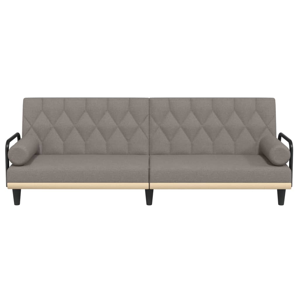 Canapea extensibilă cu cotiere, gri taupe, textil