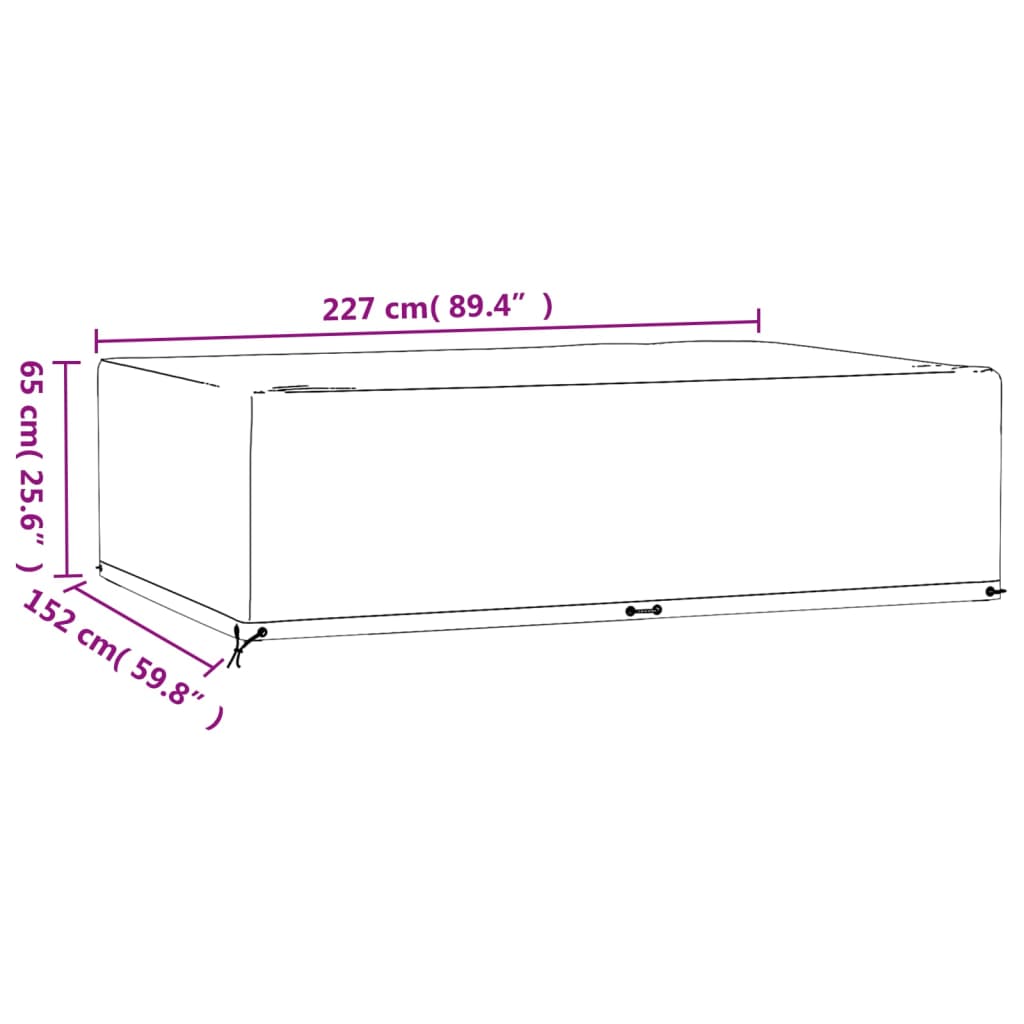 Huse mobilă grădină, 2 buc, 12 ocheți 227x152x65cm, rectangular