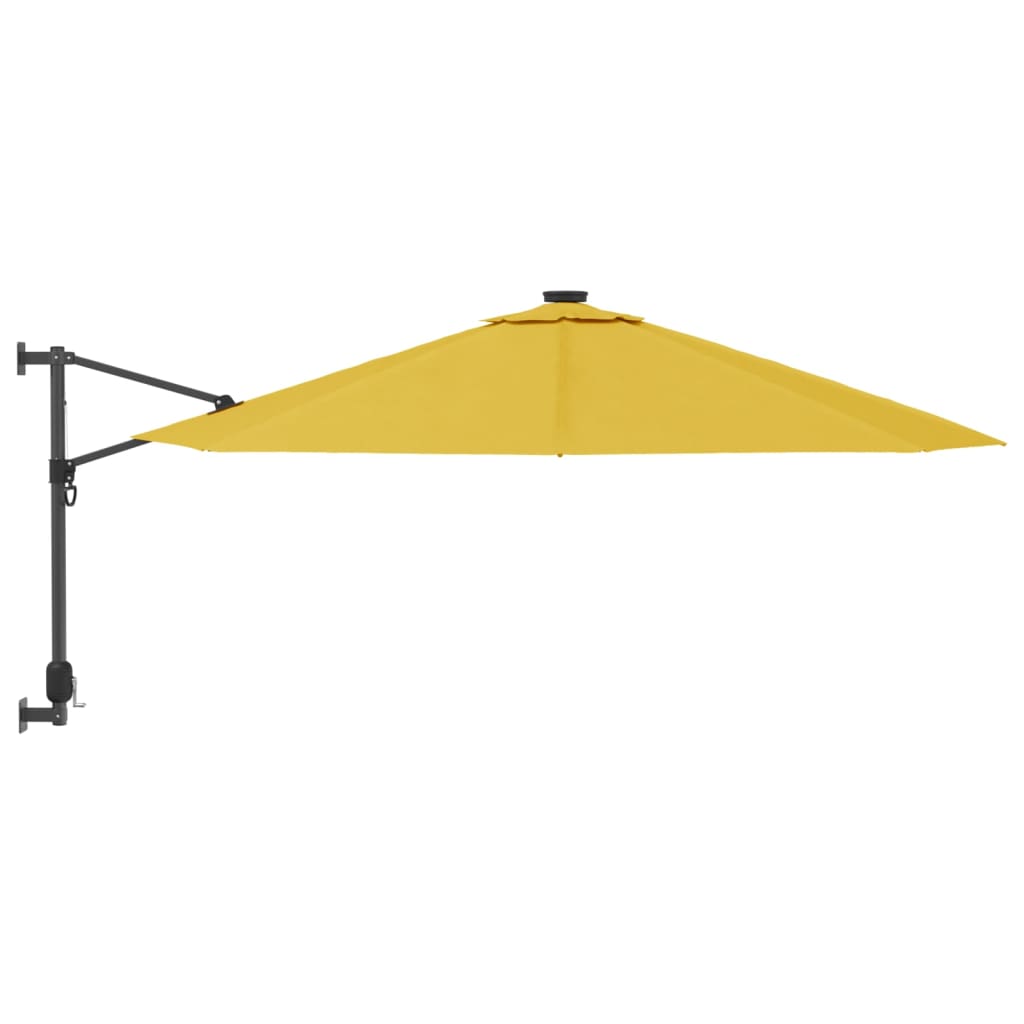 Umbrelă de soare montată pe perete, galben, 290 cm