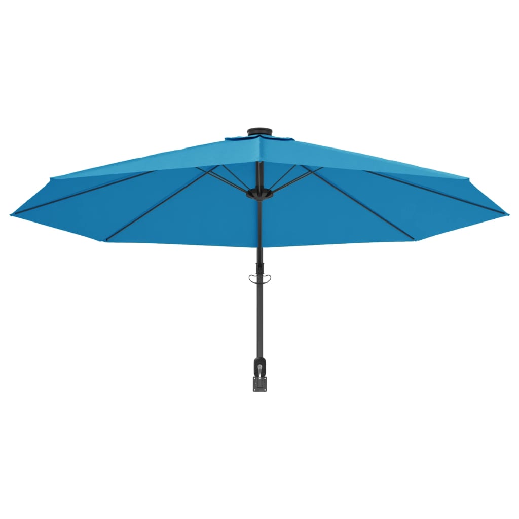 Umbrelă de soare montate pe perete cu LED-uri Sea Blue, 290 cm