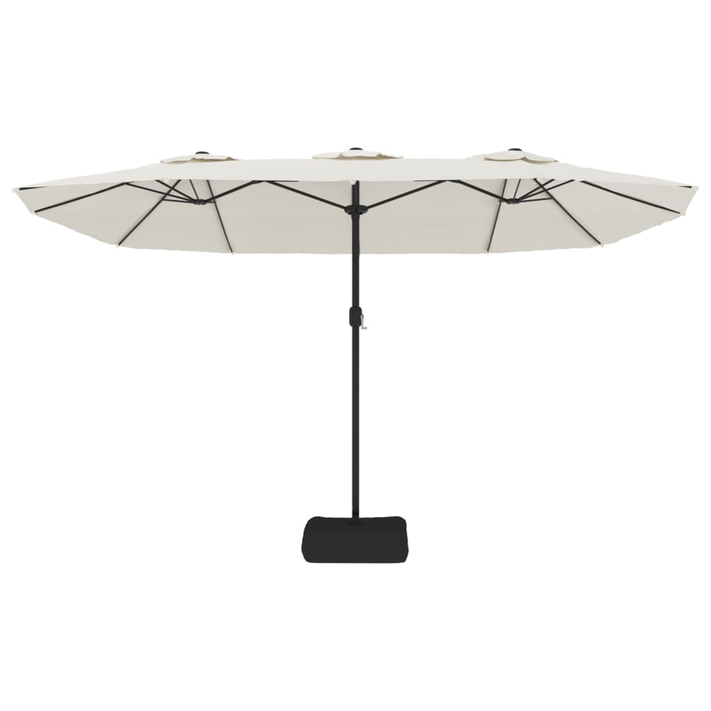 Umbrelă de grădină cu două capete/LED, alb nisipiu, 449x245 cm