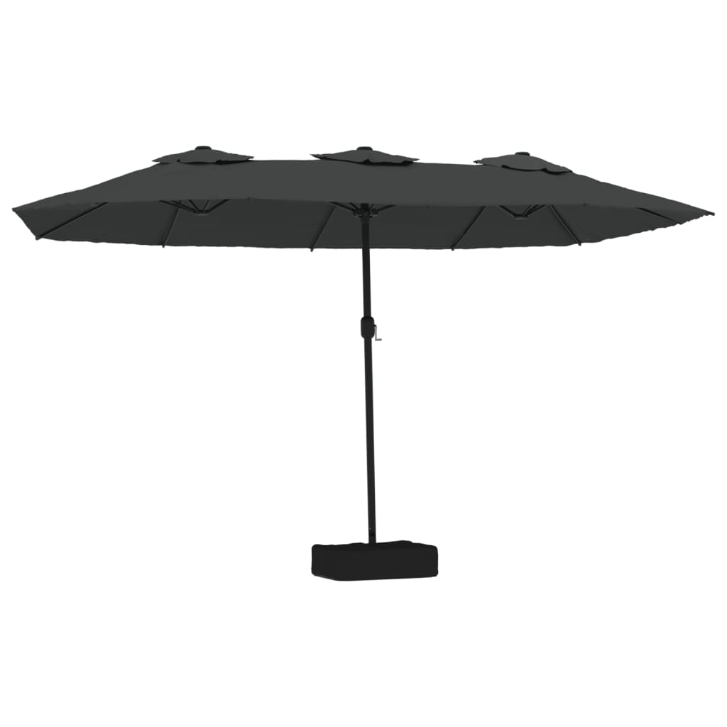 Umbrelă de grădină cu două capete cu LED, antracit, 449x245 cm