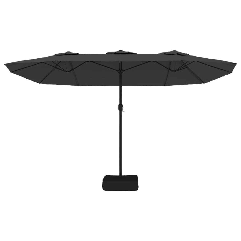 Umbrelă de grădină cu două capete cu LED, antracit, 449x245 cm