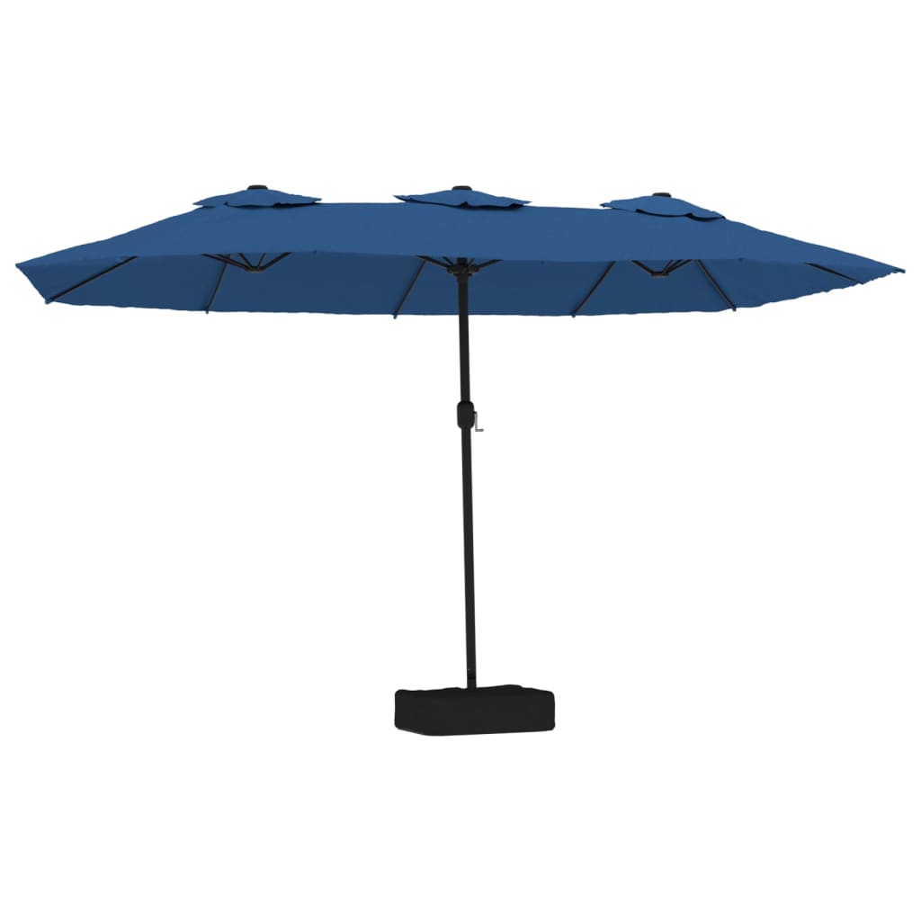 Umbrelă de grădină cu două capete/LED-uri, azuriu, 449x245 cm