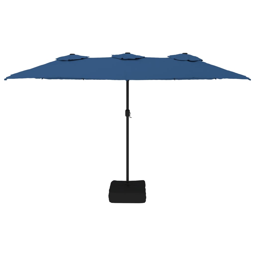 Umbrelă de grădină cu două capete/LED-uri, azuriu, 449x245 cm