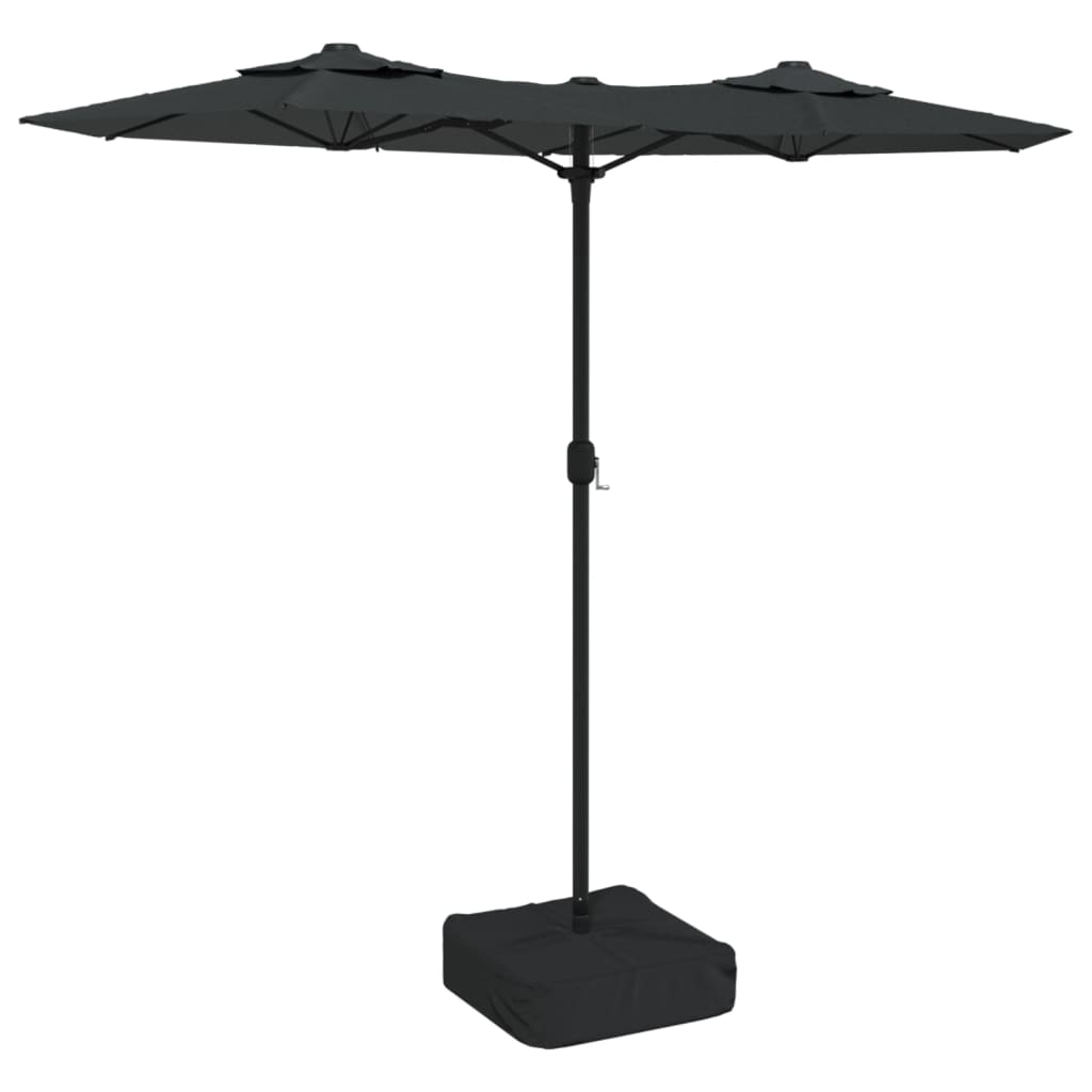 Umbrelă de grădină cu două capete/LED-uri, antracit, 316x240 cm