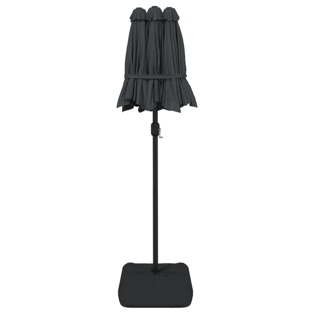 Umbrelă de grădină cu două capete/LED-uri, antracit, 316x240 cm