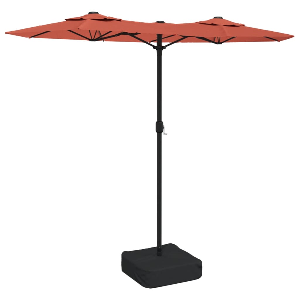 Umbrelă de grădină cu două capete/LED-uri, cărămiziu 316x240 cm