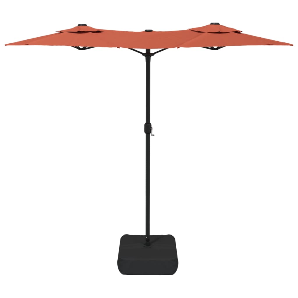 Umbrelă de grădină cu două capete/LED-uri, cărămiziu 316x240 cm