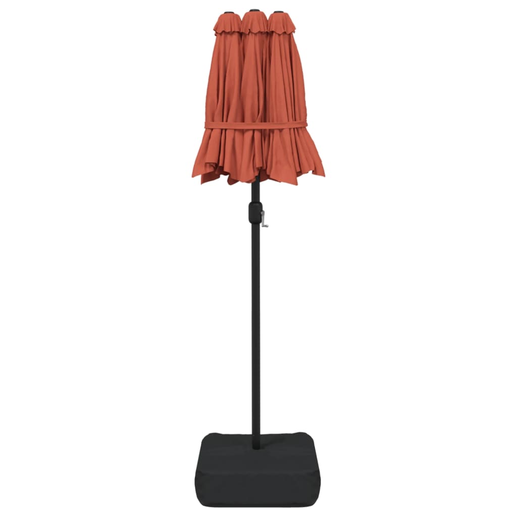 Umbrelă de grădină cu două capete/LED-uri, cărămiziu 316x240 cm