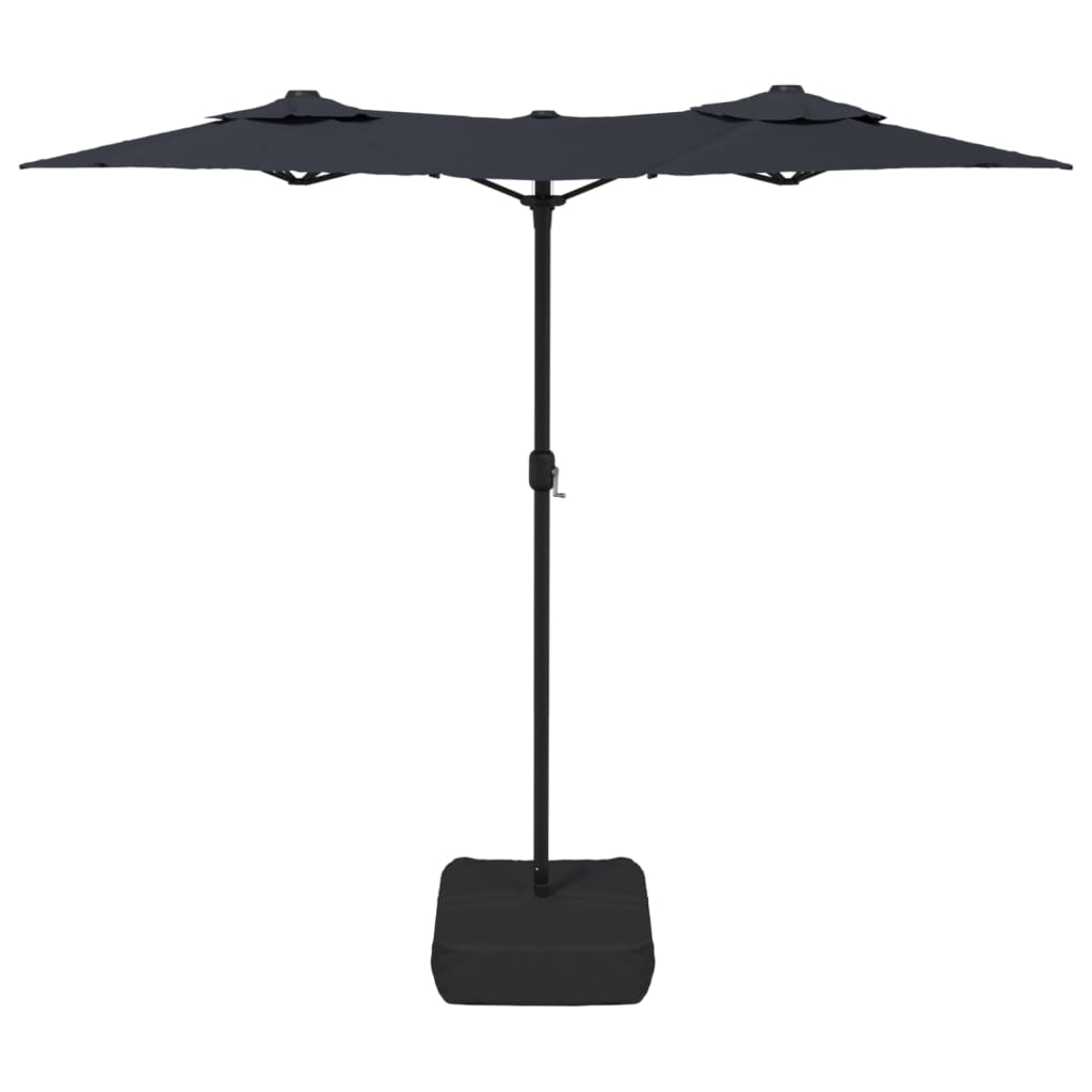 Umbrelă de grădină cu două capete cu LED-uri, negru, 316x240 cm