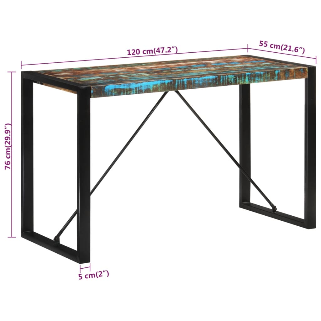 Masă de bucătărie, 120x55x76 cm, lemn masiv reciclat