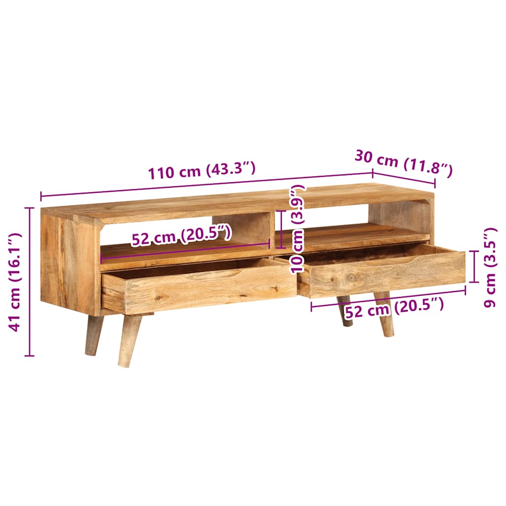 Dulap TV 110x30x41 cm, lemn masiv de mango