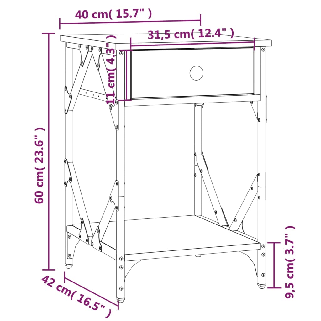 Noptiere, 2 buc., negru, 40x42x60 cm, lemn prelucrat