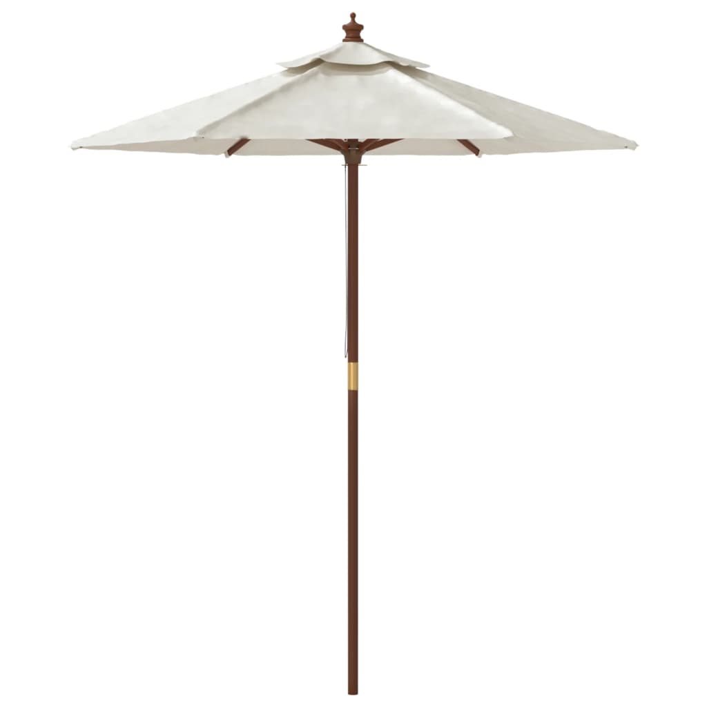 Umbrelă de soare de grădină stâlp din lemn nisipiu 196x231 cm