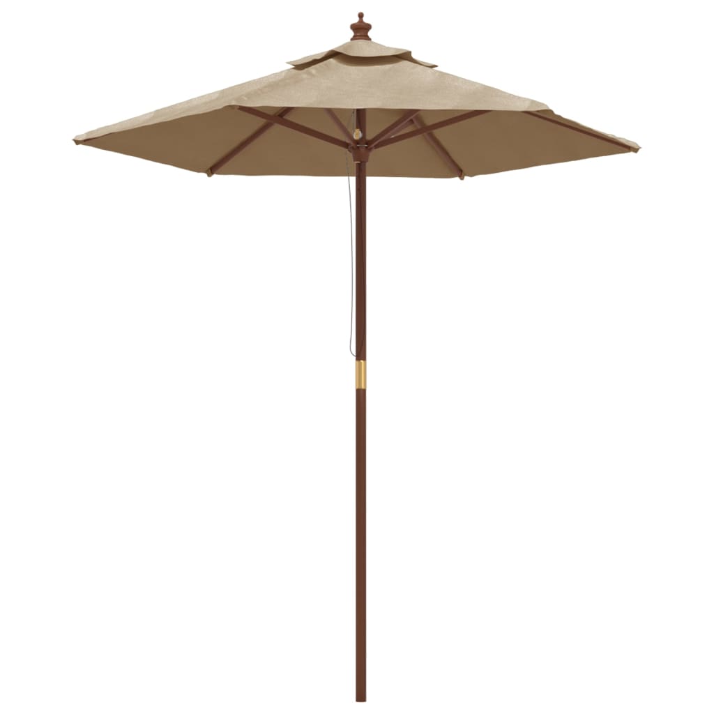 Umbrelă de soare de grădină stâlp din lemn gri taupe 196x231 cm