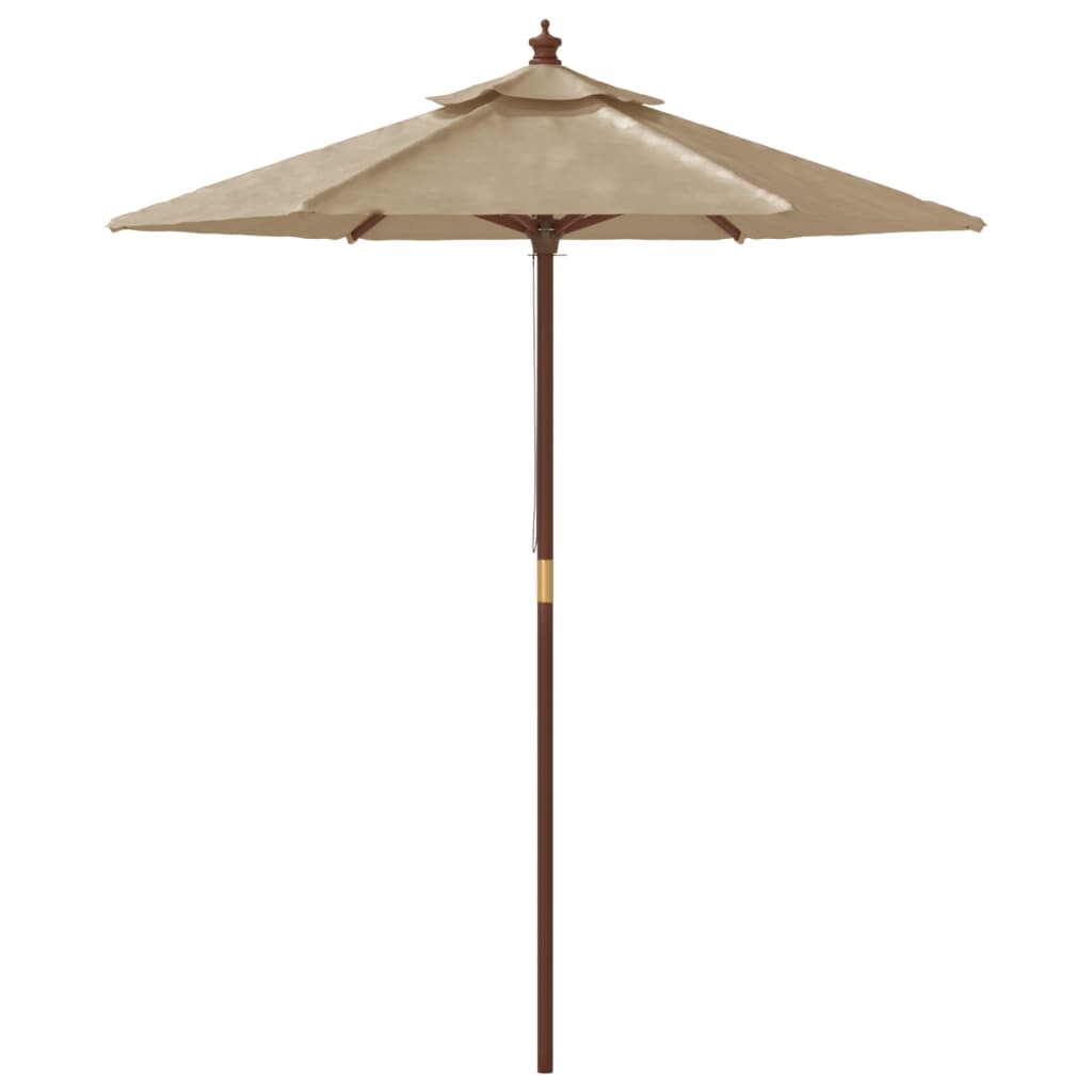 Umbrelă de soare de grădină stâlp din lemn gri taupe 196x231 cm