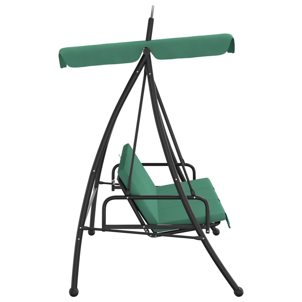 Balansoar de grădină cu baldachin verde 198 cm țesătură și oțel