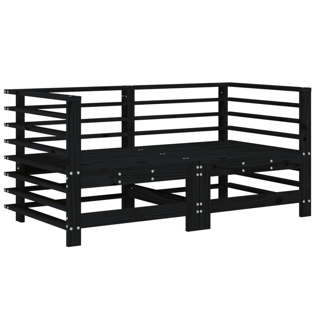 Canapele colțar cu perne, 2 buc., negru, lemn masiv de pin