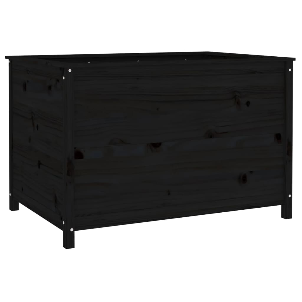 Strat înălțat de grădină negru 119,5x82,5x78 cm lemn masiv pin