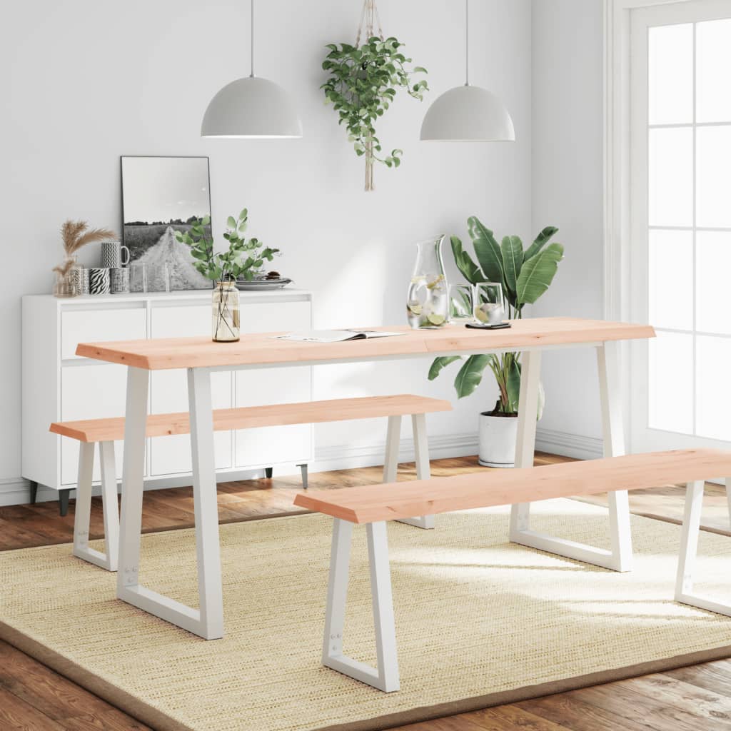Blat masă 180x60x(2-4) cm lemn stejar netratat contur organic