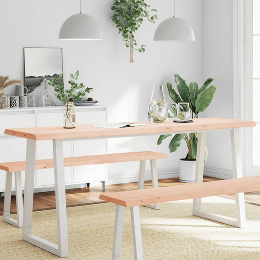 Blat masă 180x60x(2-4) cm lemn stejar netratat contur organic