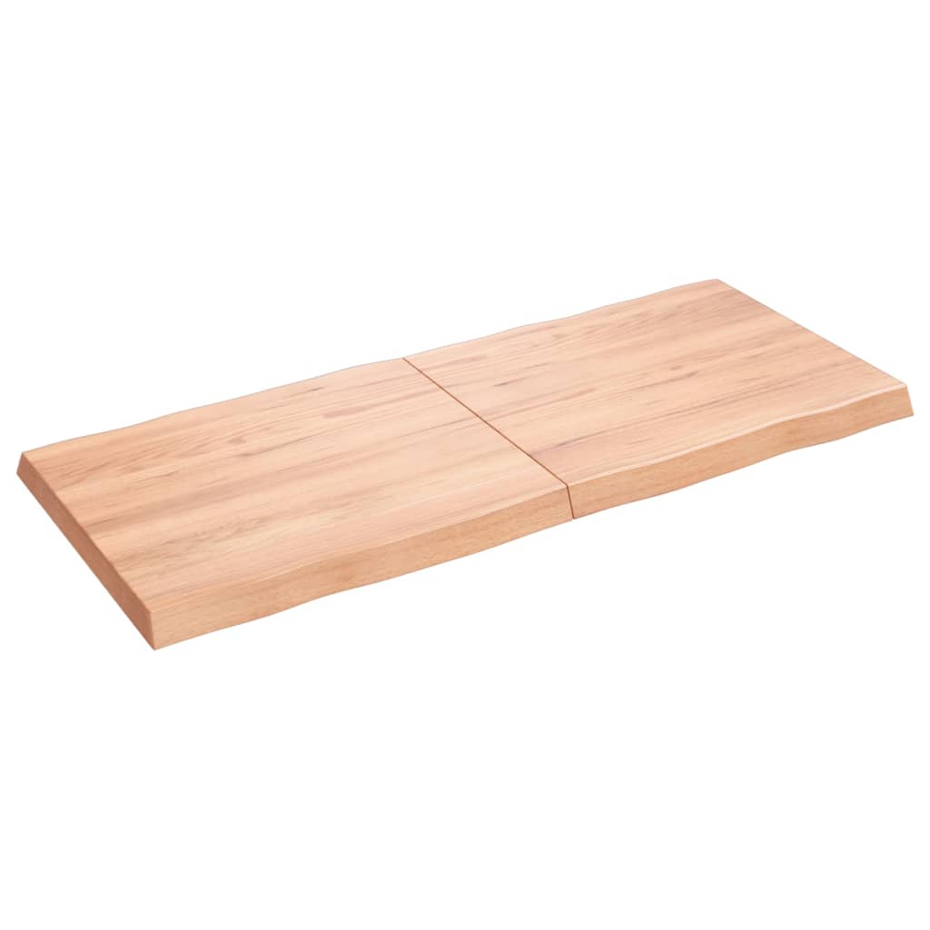 Blat masă, 140x60x(2-6) cm, maro, lemn tratat contur organic