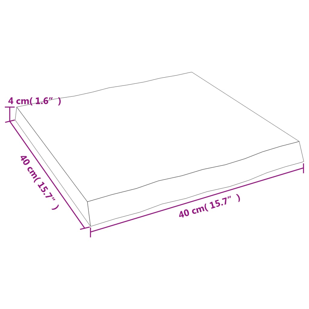 Blat masă, 40x40x(2-4) cm, maro, lemn tratat contur organic