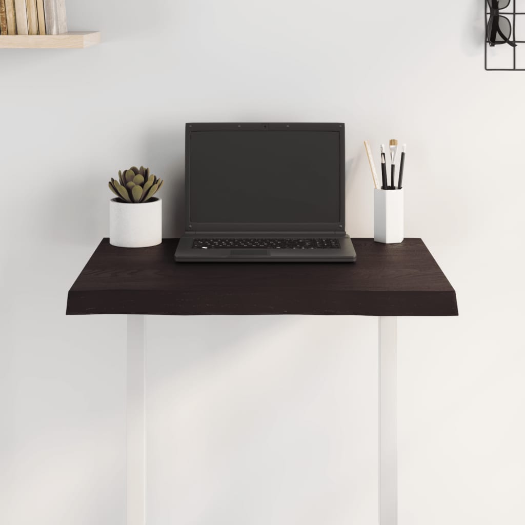 Blat masă, 60x40x(2-4) cm, maro, lemn tratat contur organic