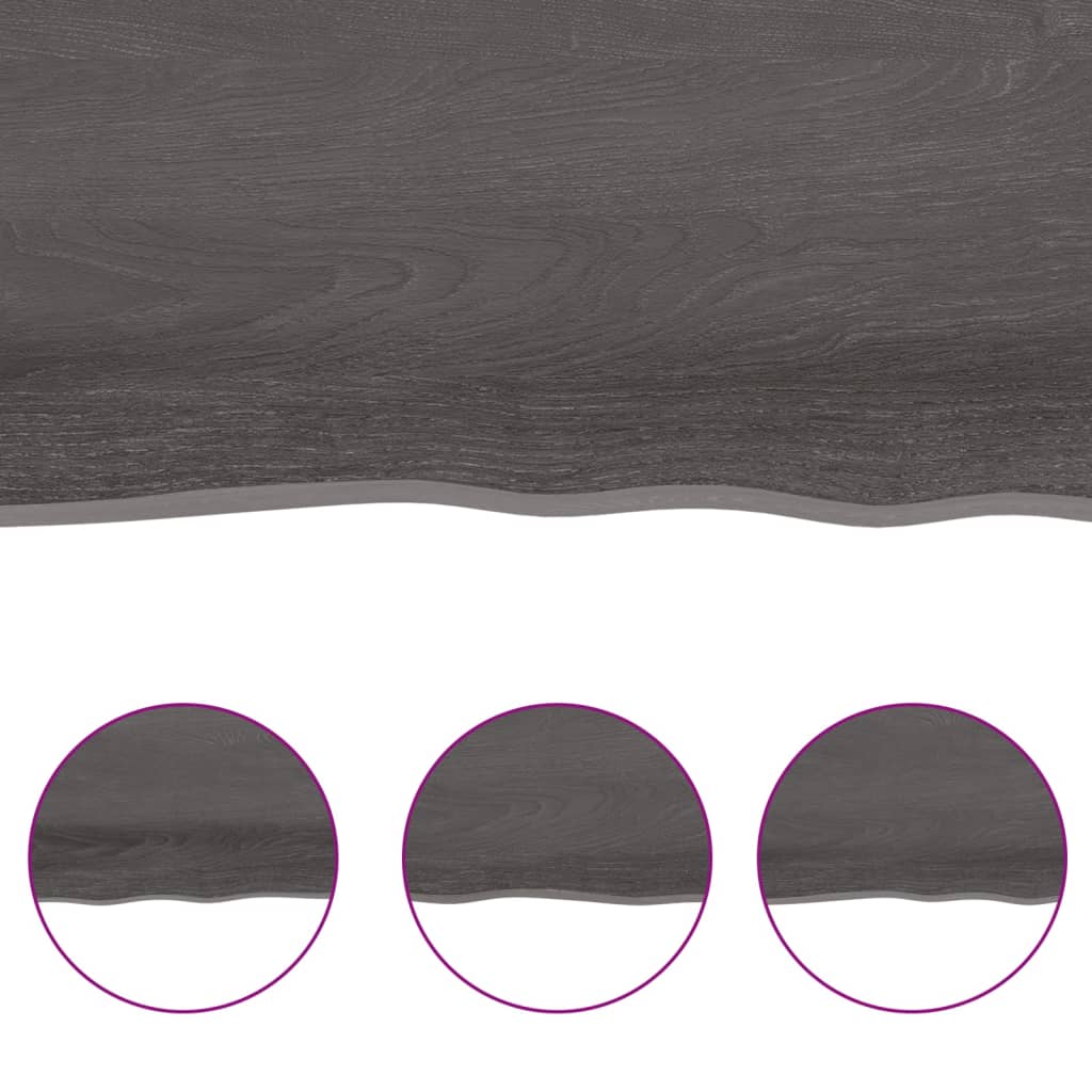 Blat masă, 60x50x(2-6) cm, maro, lemn tratat contur organic