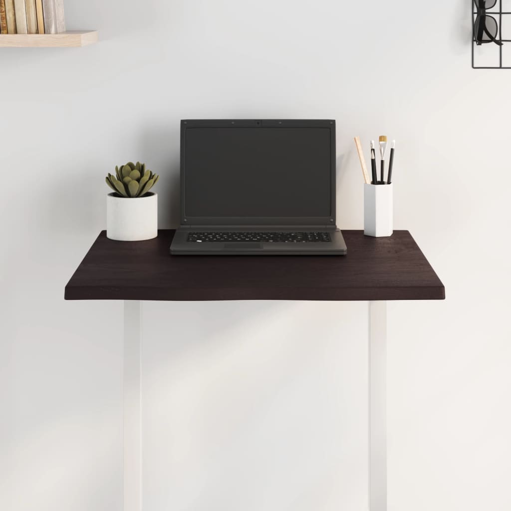 Table top, 60x60x2 cm, gray, organic contour treated oak wood