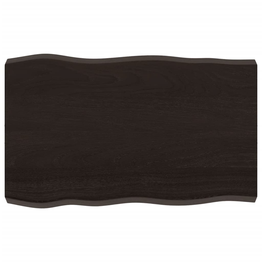 Table top, 80x50x6 cm, gray, organic contour treated oak wood