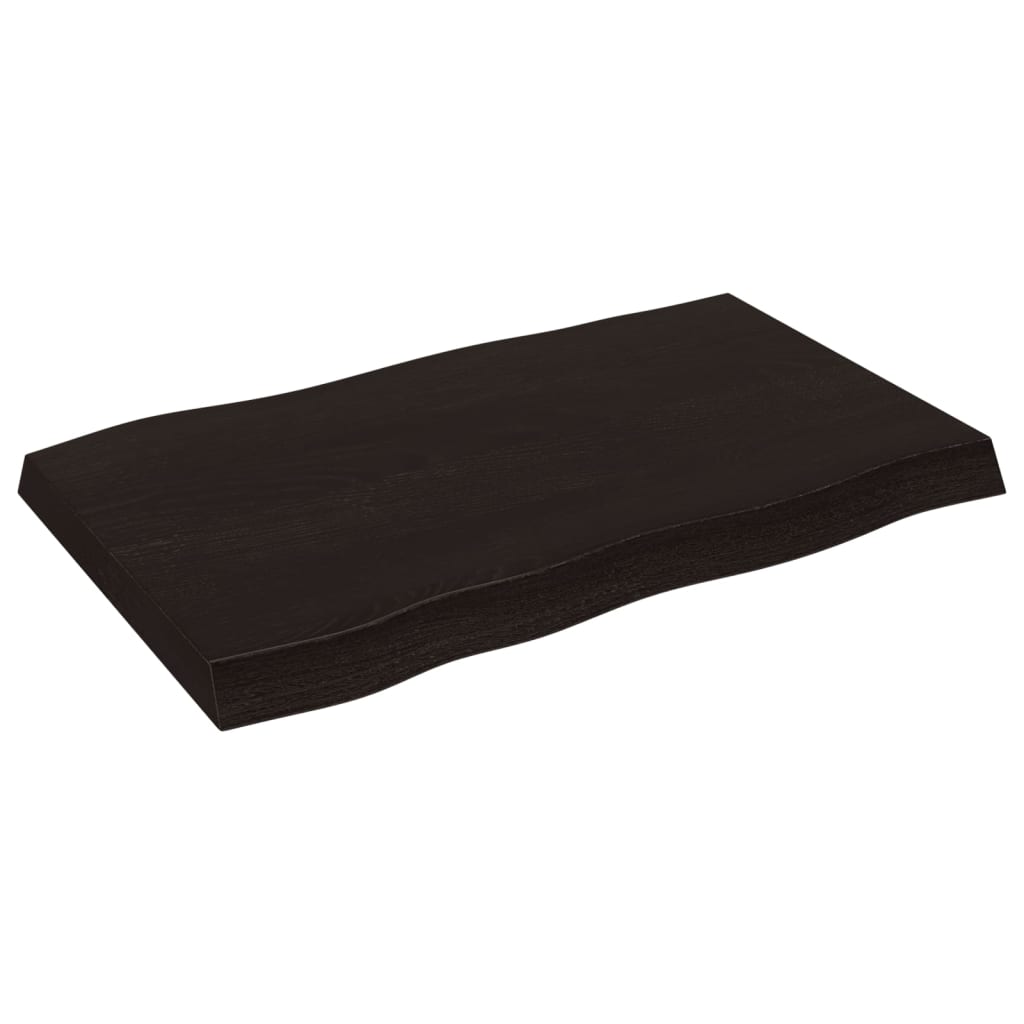 Table top, 80x50x6 cm, gray, organic contour treated oak wood