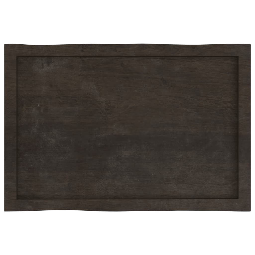 Table top, 80x50x6 cm, gray, organic contour treated oak wood